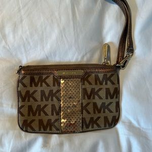 Michael Kors gold/brown wristlet